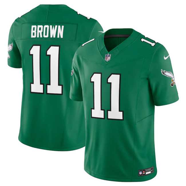 Youth Philadelphia Eagles #11 A. J. Brown Green 2023 F.U.S.E. Stitched Football Jersey Dzhi